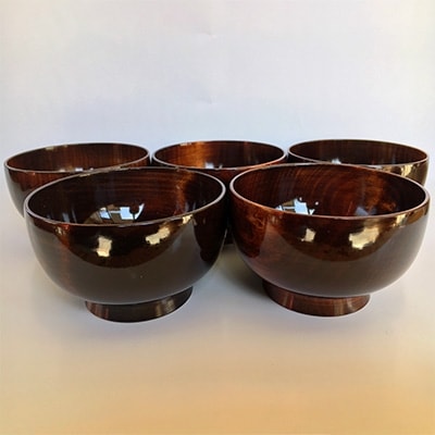 伝統的工芸品　南木曽ろくろ細工　栃　ミニ椀5個セット