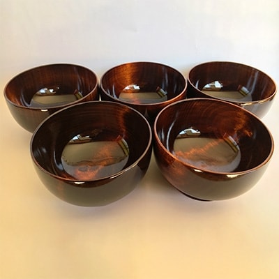 伝統的工芸品　南木曽ろくろ細工　栃　ミニ椀5個セット