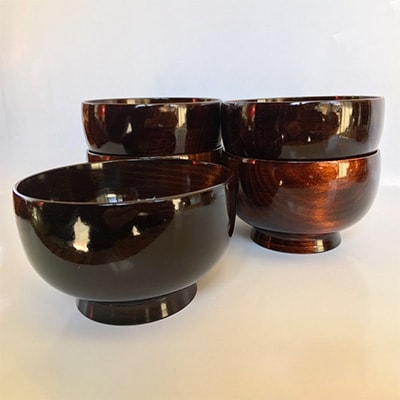 伝統的工芸品　南木曽ろくろ細工　栃　ミニ椀5個セット