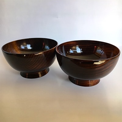 伝統的工芸品　南木曽ろくろ細工　栃　中椀2個セット