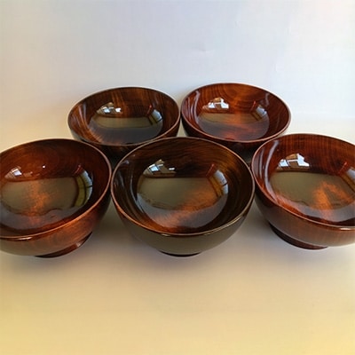 伝統的工芸品　南木曽ろくろ細工　栃　中椀5個セット