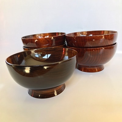 伝統的工芸品　南木曽ろくろ細工　栃　中椀5個セット