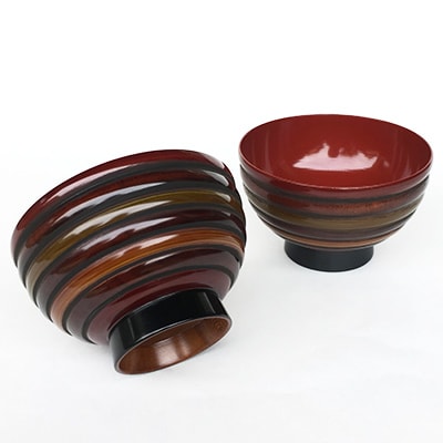 【香川漆器】夫婦椀　こま塗り(12cm)
