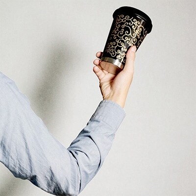 thermo mug×越前漆器『うるしモバイルタンブラー 唐草』黒色