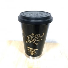 thermo mug×越前漆器『うるしモバイルタンブラー 鳥獣戯画』黒色