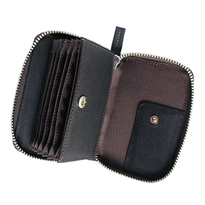LUEGO カラーステッチ長財布・カードケースセット/ブラウン×ブラック