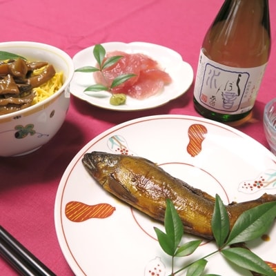 多気ざんまいセットA(鮎甘露煮 計5尾・多気あわせ煮しいたけ・えりんぎ各1袋)