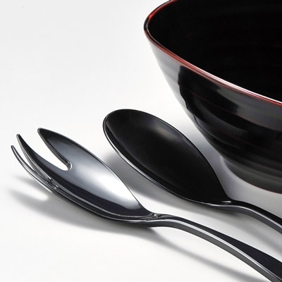 越前塗 くつろぎ盛鉢 サーバーセット 溜 21×18×9cm 漆塗り