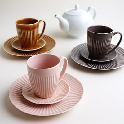 【波佐見焼】一龍陶苑しのぎシリーズ　ティータイムセット CC15