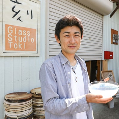楕円鉢  (紫×水色) 川原有造作
