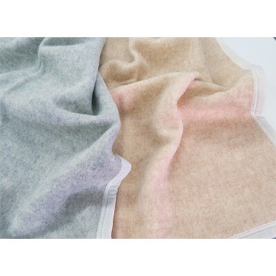 ウール/綿　毛布　ひざ掛け　ベージュ系