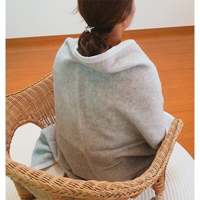 ウール/綿　毛布　ハーフサイズ　グレー系