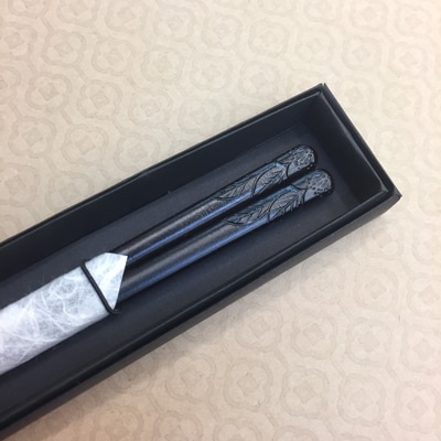 黒檀拭漆箸　男性用(軽井沢彫)