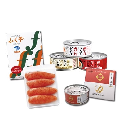 【味の明太子ふくや】定番明太子200g・太宰府限定『合格缶』・めんツナかんかん食べ比べ3缶セット