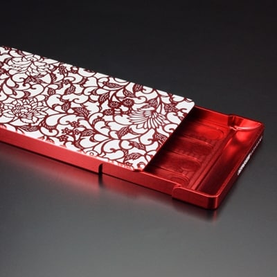 名刺ケース　ジュラルミン削り出し【アラベスク】RED