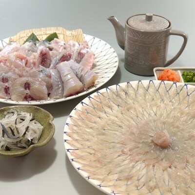 【2019年6月発送】 【産地直送】若狭とらふぐてっさ(1尺32cm皿)・てっちり鍋用900g