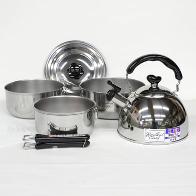 ハンドル脱着式鍋3点セット&笛吹ケトル2.5Lセット