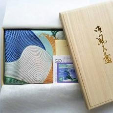 正絹縮緬友禅御風呂敷(五彩浪) 水色 | ふるさと納税のお礼品