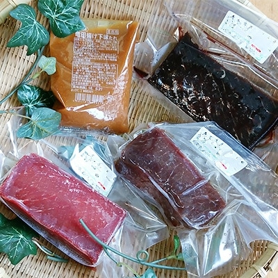 赤肉一級さしみ鯨・赤肉一級竜田揚げ用鯨・竜田揚げ下味たれ