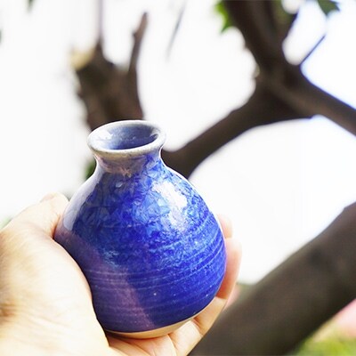 陶芸家高田リリー律子作 煌めき釉薬一輪挿し