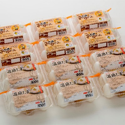 島根の温泉たまごと米たまご「おこめのめぐみ」(6個入パック)のセット