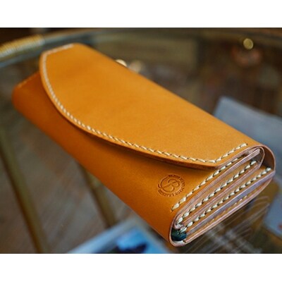 【職人手縫いの革製品】ロングウォレット/NUI(キャメル)