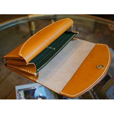 【職人手縫いの革製品】ロングウォレット/NUI(キャメル)