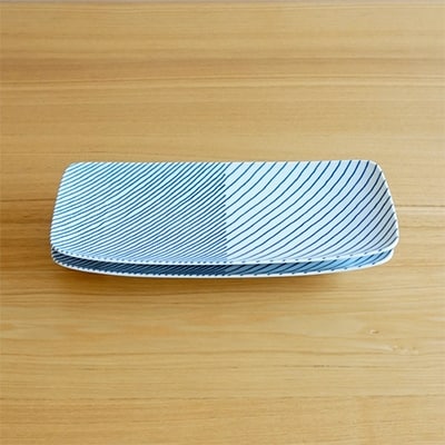 重ね縞 長焼皿 2枚セット【白山陶器】AD07