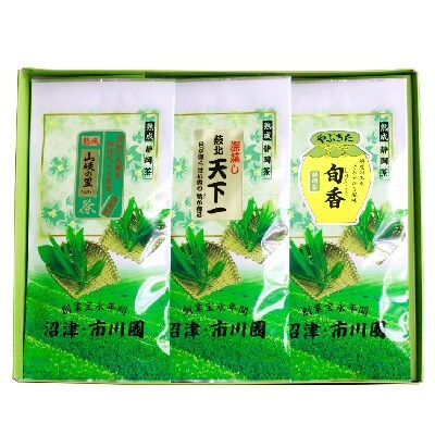 静岡銘茶三撰 「薮北天下一」「山峡の里」「旬香」　各100g　詰め合わせ