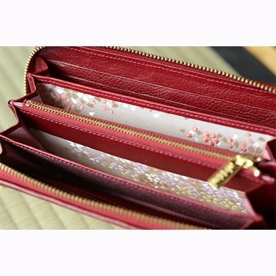 葵(Aoi)ラウンド財布/吉野桜(赤)