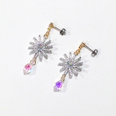 水引ピアス(スワロフスキー付き)シルバー