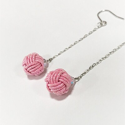 水引まりピアス(ピンク)