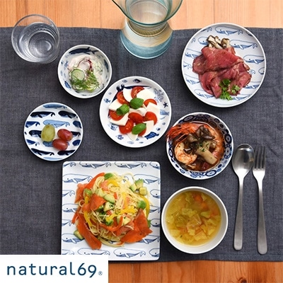 【波佐見焼】natural69 coja 正角皿2枚セット 色/白くじら QA06