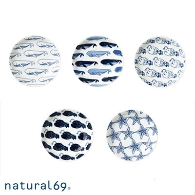 natural69　coja　豆皿5枚　くじら/チョウチンアンコウ/スターフィッシュ QA09