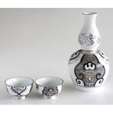 ARITA PORCELAIN LAB 古伊万里草花紋 プラチナ・半酒器セット