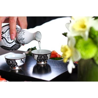 ARITA PORCELAIN LAB　古伊万里草花紋 プラチナ・半酒器セット