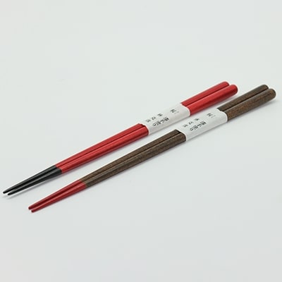 日展作家　紀州漆器伝統工芸士　林克彦作　木製　夫婦箸　さくら(手塗りうるし)