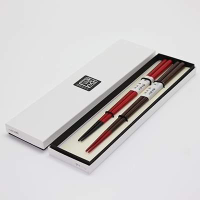 日展作家　紀州漆器伝統工芸士　林克彦作　木製　夫婦箸　さくら(手塗りうるし)