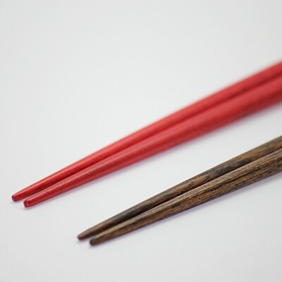日展作家 紀州漆器伝統工芸士 林克彦作 木製 夫婦箸 けやき(手塗りうるし)