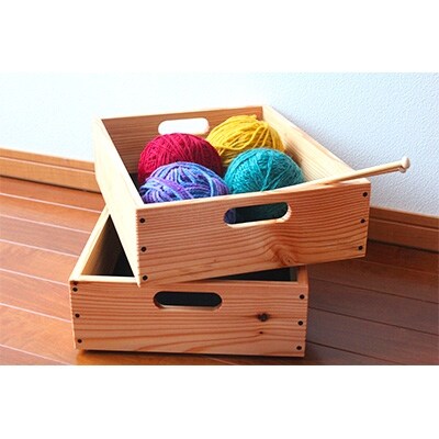 カラマツBOX 2個セット (ワイン収納箱)
