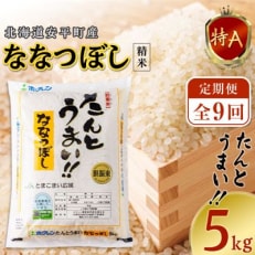 【毎月定期便】【安平町特産品】たんとうまい5kg 〔ななつぼし〕全9回