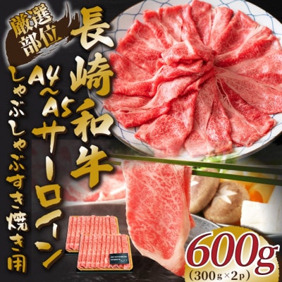 【厳選部位】【A4～A5】長崎和牛サーロインしゃぶしゃぶすき焼き用　300g×2p(時津町)