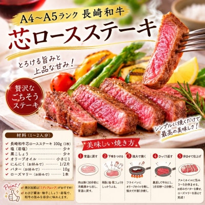 【A4～A5】【厳選希少部位】長崎和牛芯ロースステーキ 100g(100g×1p)