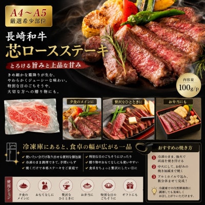 【A4～A5】【厳選希少部位】長崎和牛芯ロースステーキ 100g(100g×1p)