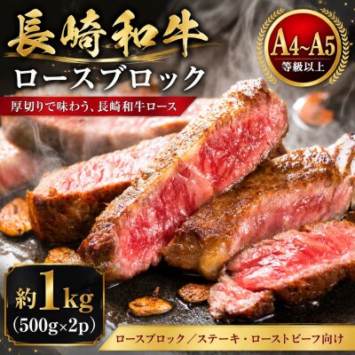 【A4～A5】長崎和牛ロースブロック 約1kg(500g×2p)