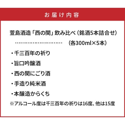 萱島酒造「西の関」飲み比べ(銘酒5本詰合せ)_10128Z