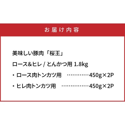 美味しい豚肉「桜王」ロース&ヒレ/とんかつ用1.8kg_29309A