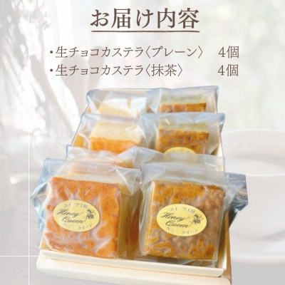 生チョコカステラ2種食べ比べ 8個セット (プレーン・抹茶各4個) FKK19-463