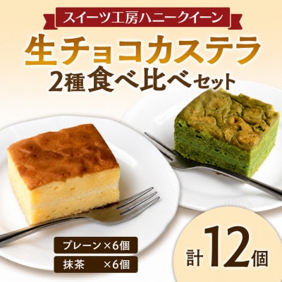生チョコカステラ2種食べ比べ 12個セット(生チョコ・抹茶各6個)　FKK19-464