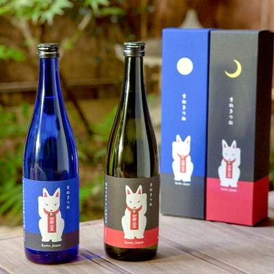 《美酒コンクール金賞》【玉乃光酒造】純米吟醸 青まねきつね・米焼酎まねきつね セット(化粧箱入り)